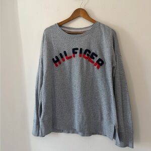 Tommy Hilfiger Gray Crewneck Sweater with Logo Size Medium